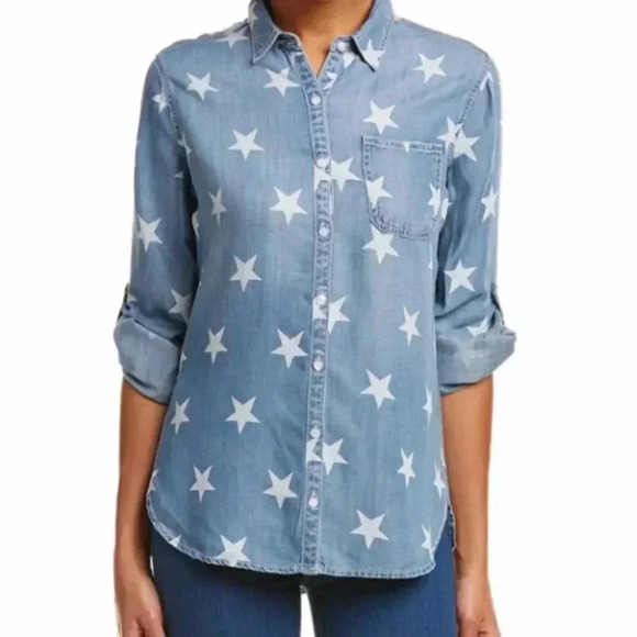 Sneakpeek Chambray Star Button Down Shirt - Picture 2 of 7